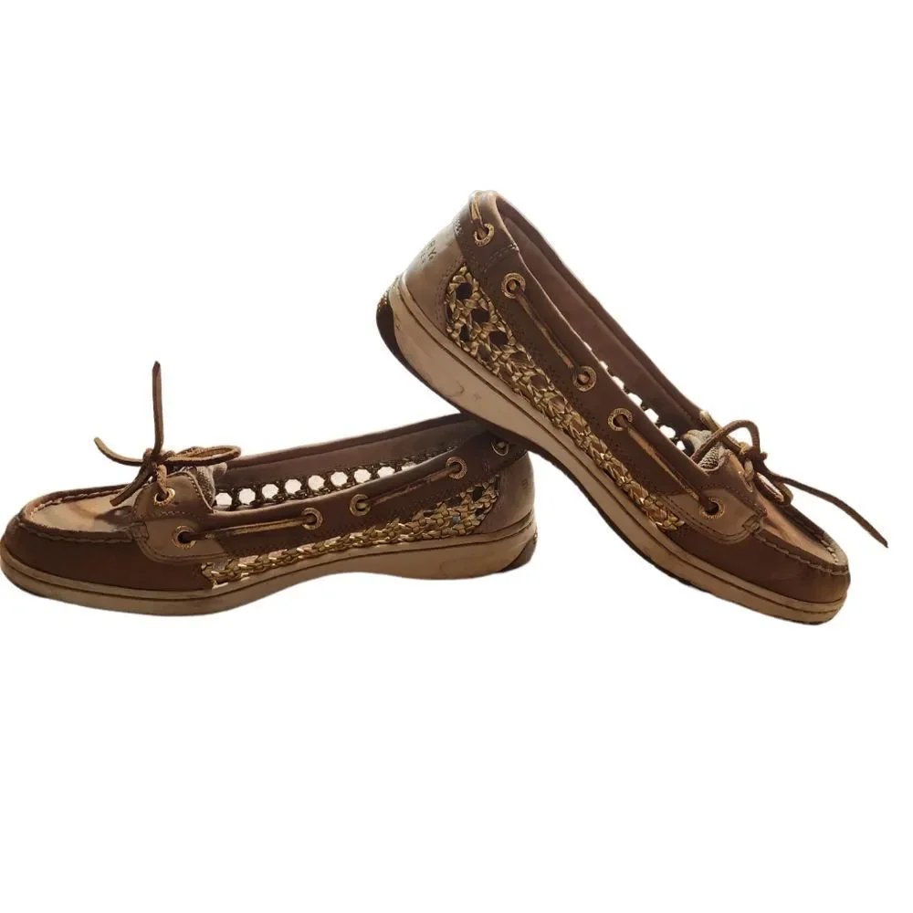 Sperry Top Siders Shoes Beige Gold Womens Size 7M